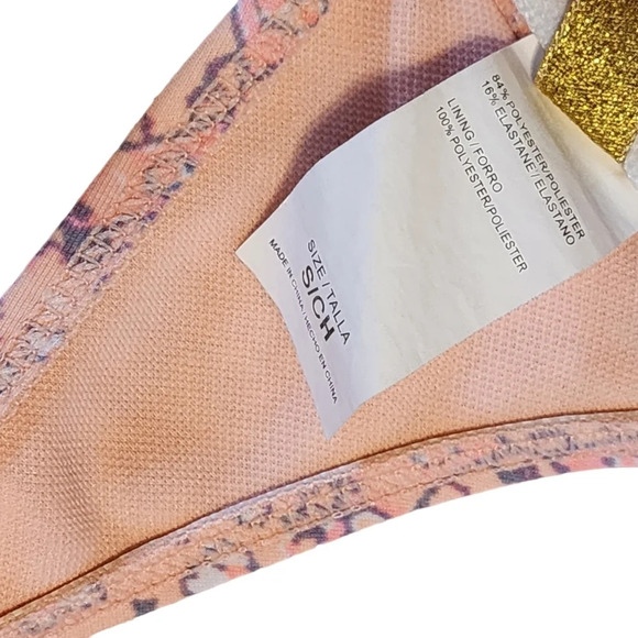 Ninety Five ° Swimsuit Bikini 2 piece Size Small Pink Orange Fringe Top - Picture 9 of 12